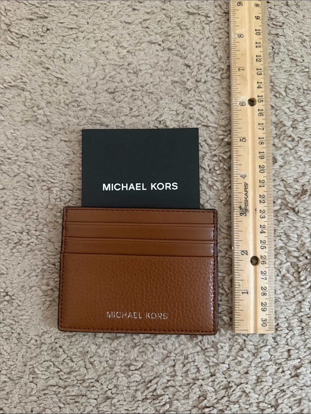Michael Kors Tan Brown Leather Slim Card Wallet